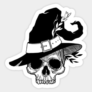 Dead Witch Skull. Happy Halloween Sticker